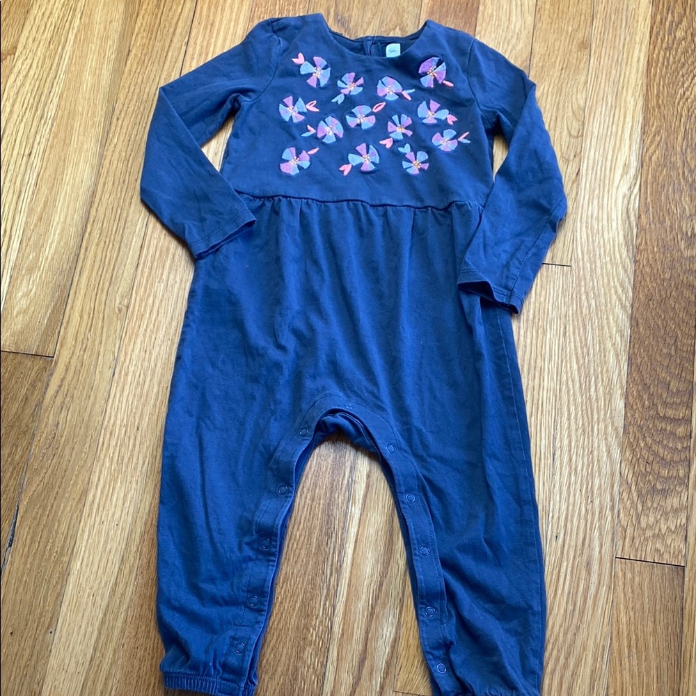 Tea Collection Navy Blue Floral Pinwheel Romper